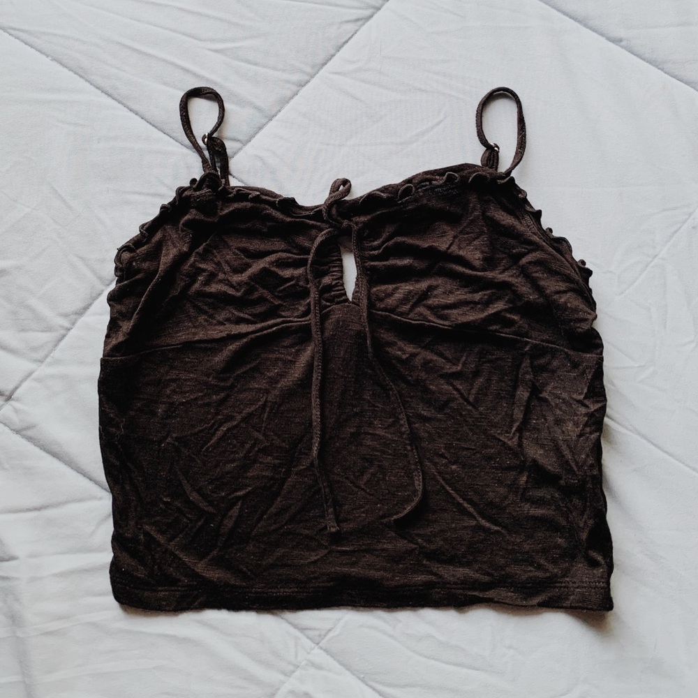 LITTLE BLACK FRILLY CROP TOP
